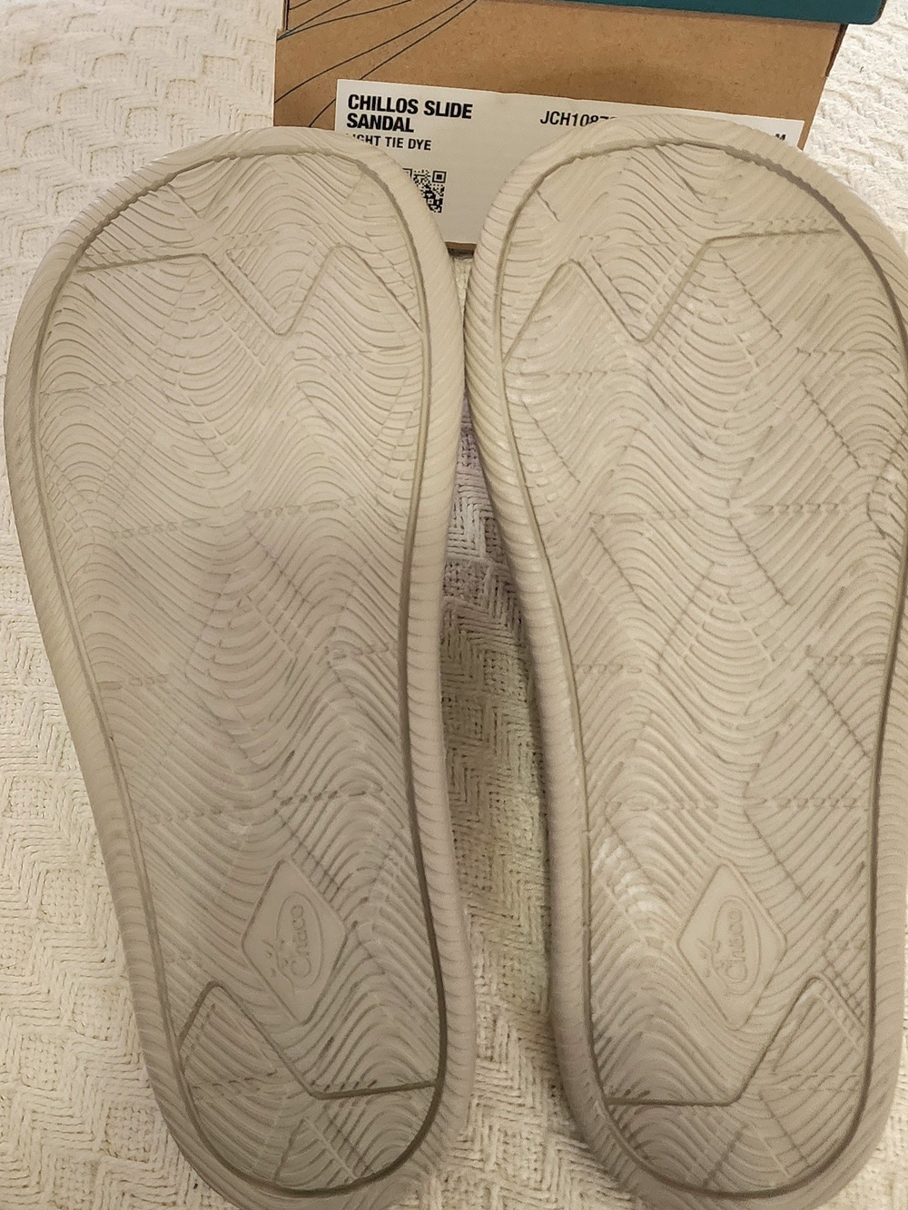 Chaco Tie-Dye Strap Slide Sandals - Multicolor on Tan Footbed - Picture 6 of 8